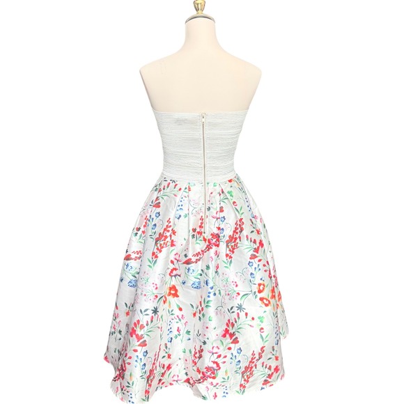 Miss Avenue Strapless Floral Fit and Flare Dress White Red floral size Large - Picture 2 of 9